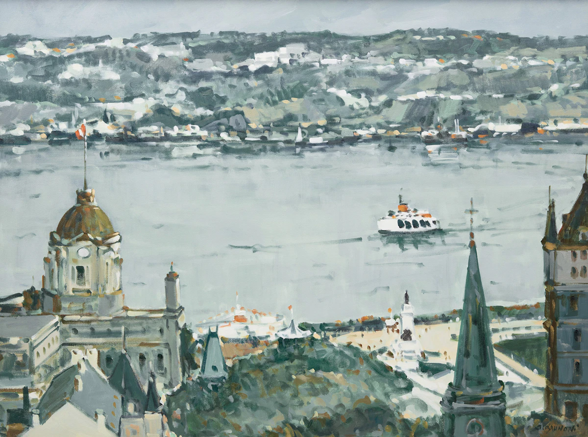 Serge Brunoni, Quebec, avec vue sur le fleuve, 1989-1990, oil on canvas, circa 1990