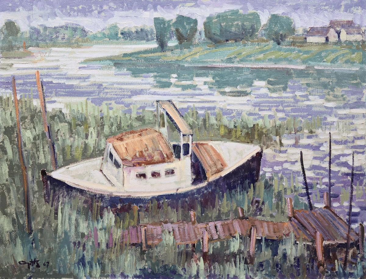 Leo Ayotte, Untitled (Dock and Boat), 1967, oil on canvas