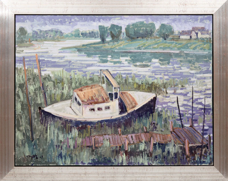 Leo Ayotte, Untitled (Dock and Boat), 1967, oil on canvas - view 2