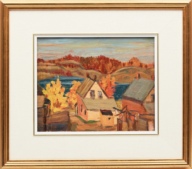 Frederick Grant Banting, Houses on a Lake, double-sided oil on board - view 2