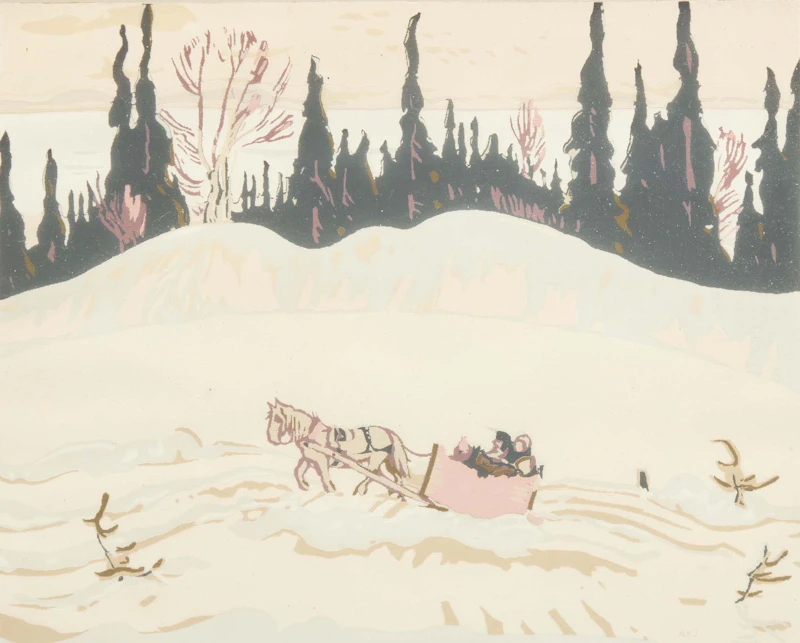Alexander Young Jackson, Winter Sleighing Scene, colour serigraph