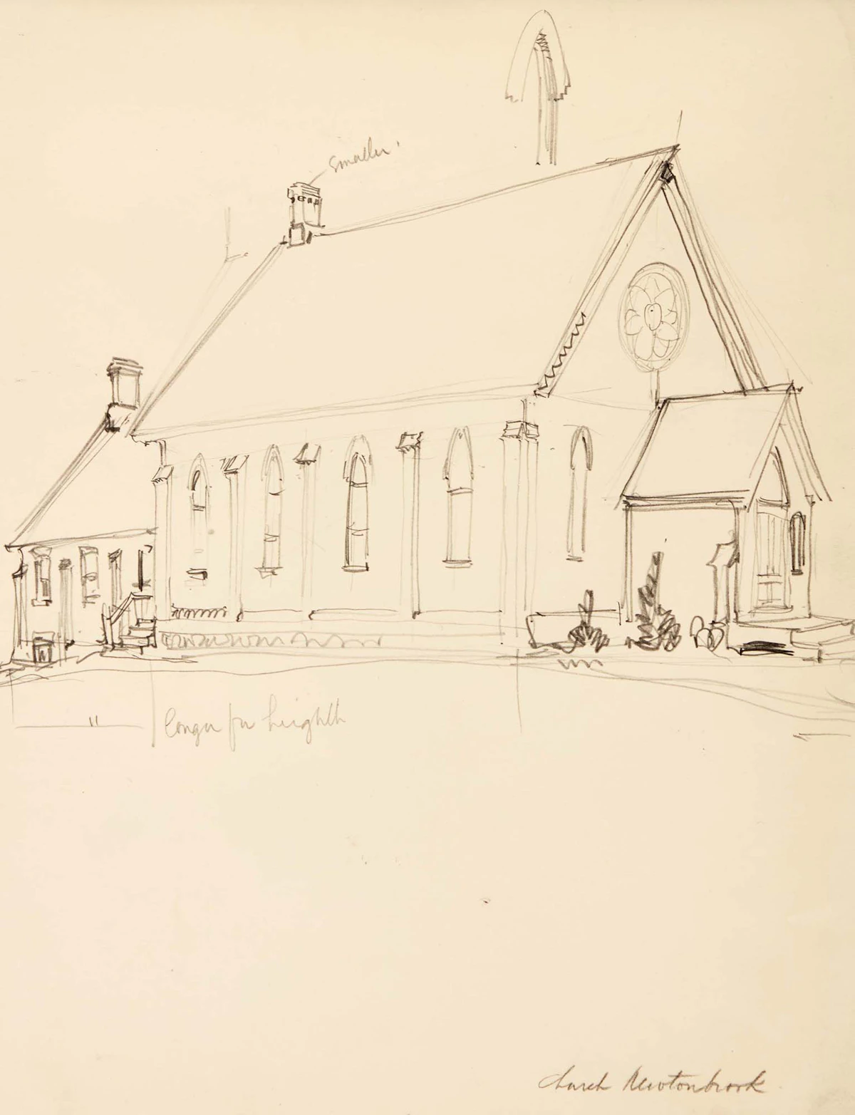 Franklin Carmichael, Church Newtonbrook, circa 1920-1930, graphite, circa 1920
