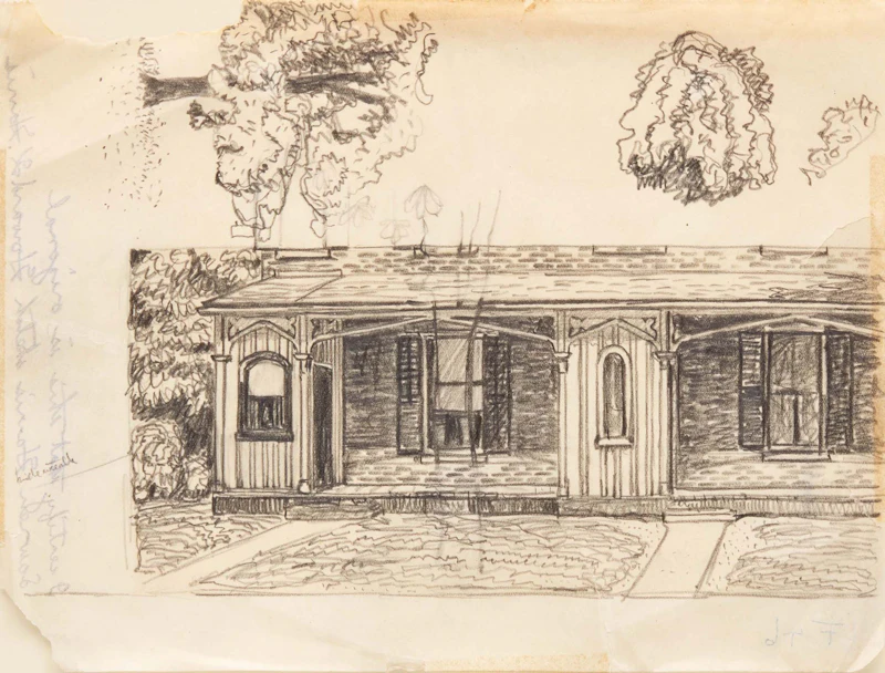 Lawren Stewart Harris, Study of a Verandah, graphite