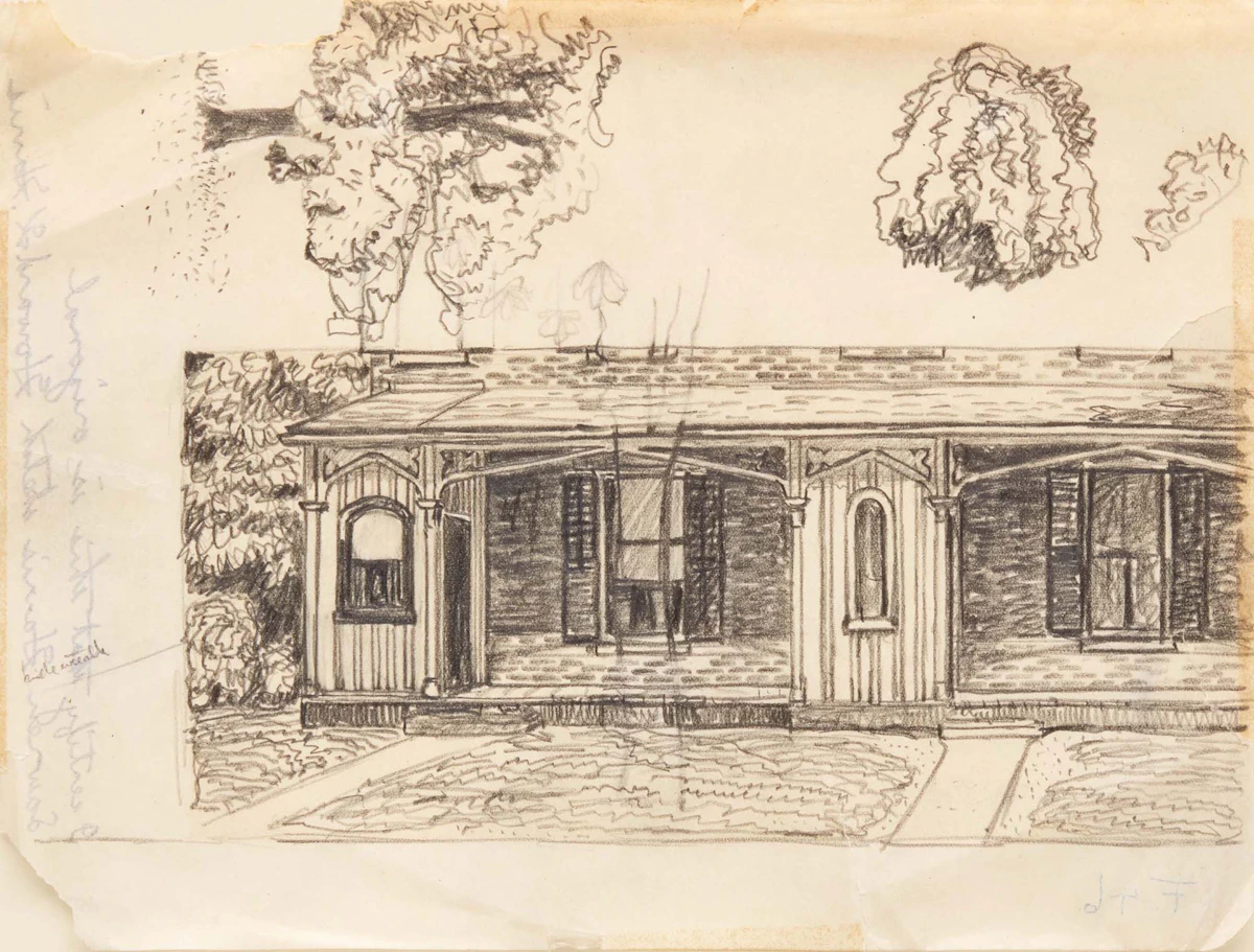 Lawren Stewart Harris, Study of a Verandah, graphite