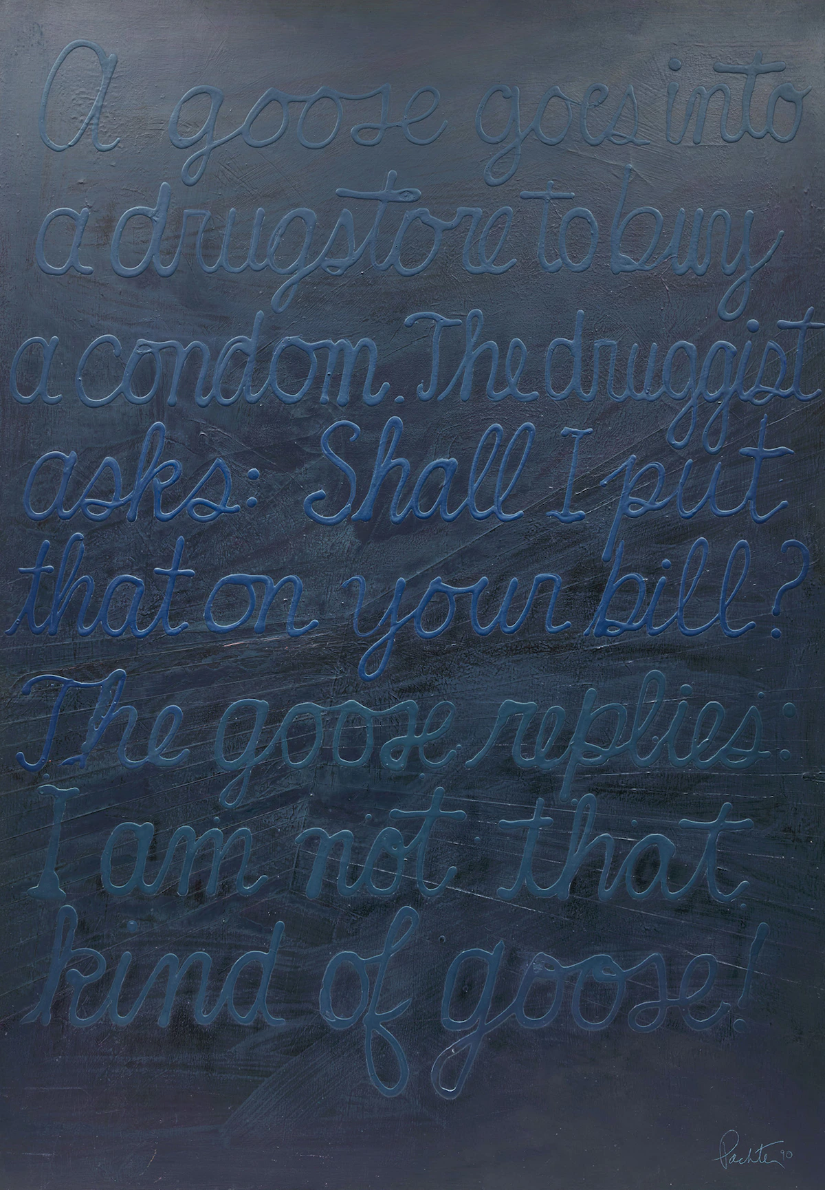 Charles Pachter, Untitled (A Goose Goes into a Drugstore...), 1990, acrylic on canvas
