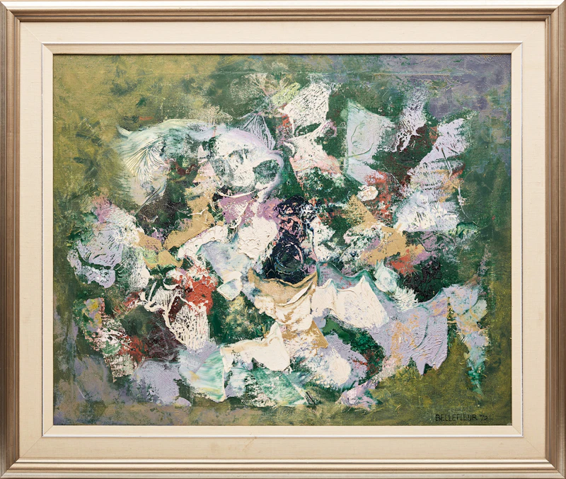 Léon Bellefleur, Fleurs enrubannées, 1972, oil on canvas - view 2