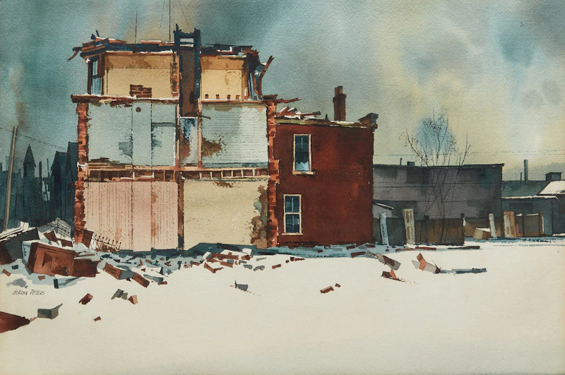 Gordon Peters, Augusta Street Demolition (Toronto), watercolour - view 1
