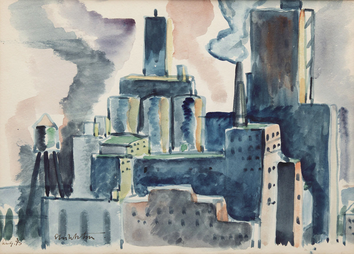Attributed to Sarah Margaret Robertson, Montreal Industrial Scene, watercolour