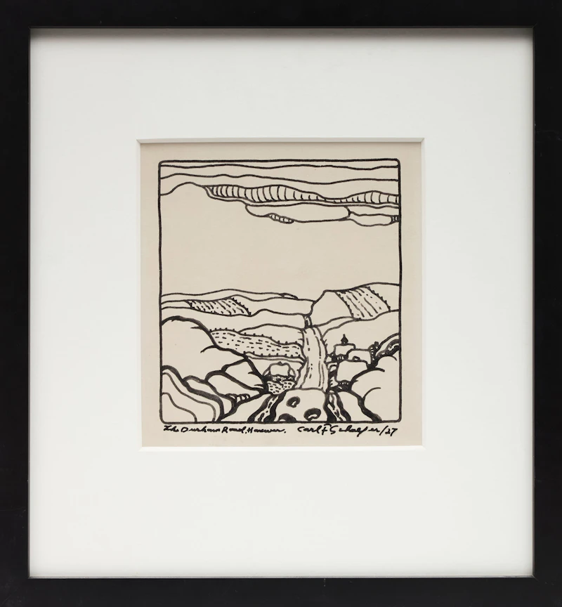 Carl Fellman Schaefer, The Durham Road, Hanover, 1927, ink on card paper - view 2