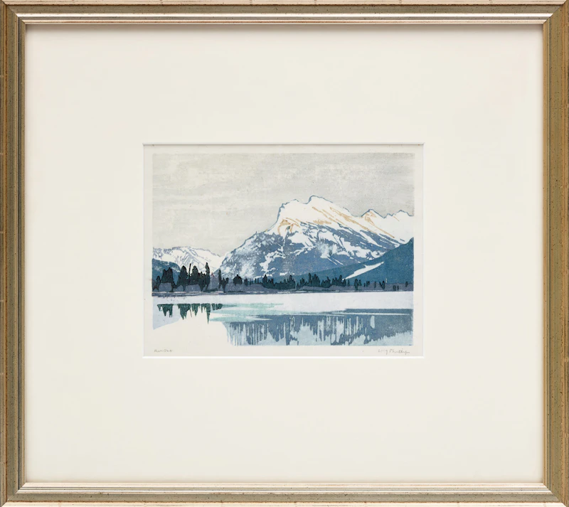 Walter Joseph Phillips, Mt. Rundle in Winter, 1949, colour woodcut - view 2