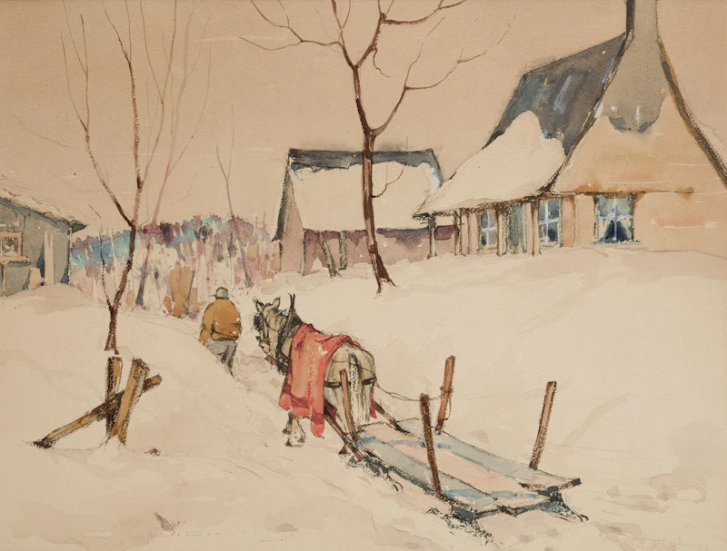 Untitled (Before the Haul); Untitled (Sleigh in Winter) by James  M. Donnell