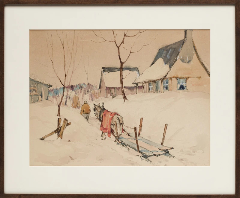 James  M. Donnell, Untitled (Before the Haul); Untitled (Sleigh in Winter), two watercolours - view 2