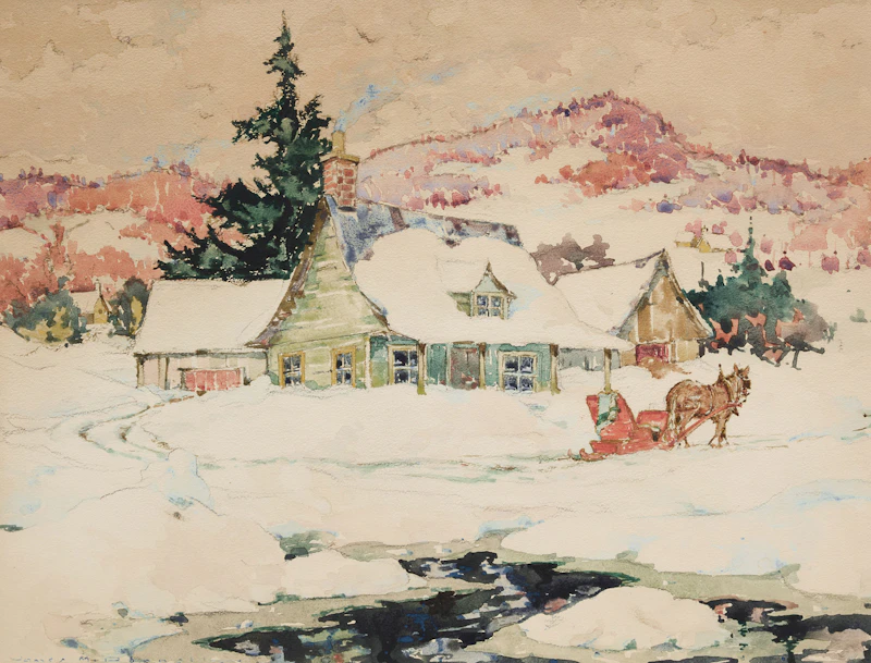 James  M. Donnell, Untitled (Before the Haul); Untitled (Sleigh in Winter), two watercolours - view 4