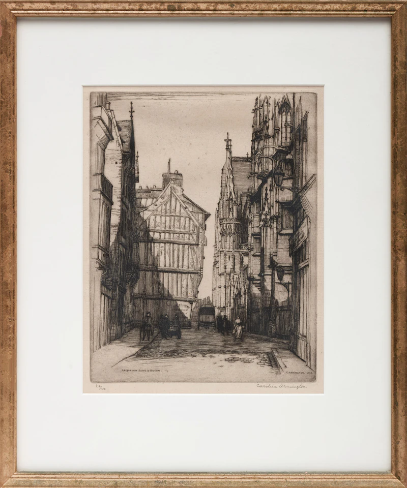 Caroline Helena Armington, La Rue aux Suifs à Rouen, 1923, etching - view 2