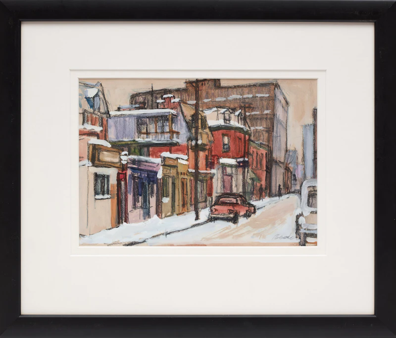 Jack Beder, Street Scene, Winter, mixed media on paper - view 2