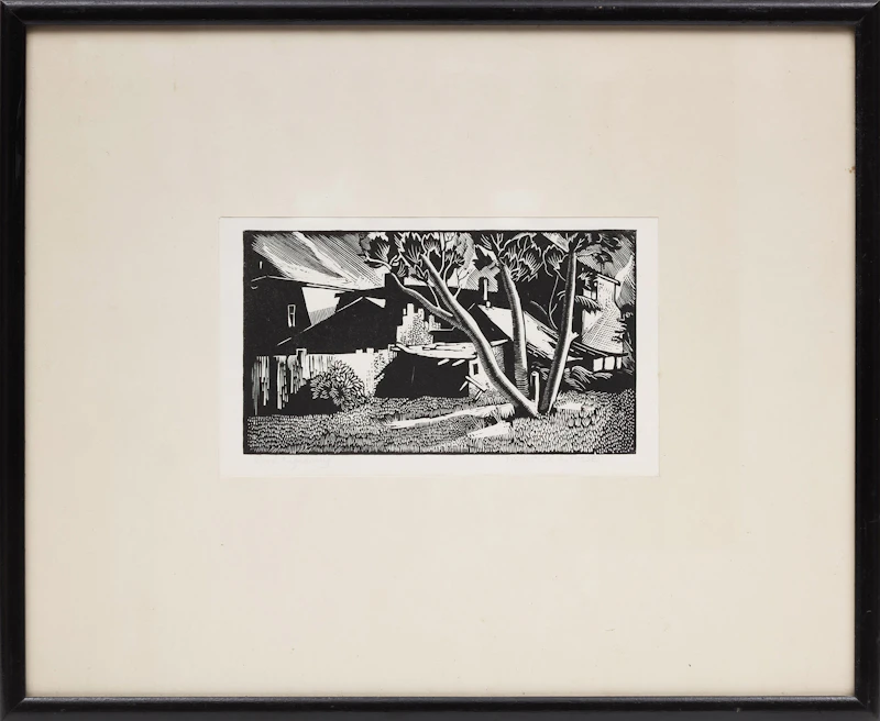 Frederick Alexander Fraser, Backyards of Bathurst St, wood engraving, circa 1940 - view 2