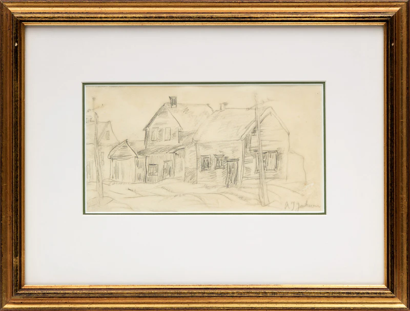 Alexander Young Jackson, Houses in Winter, graphite - view 2