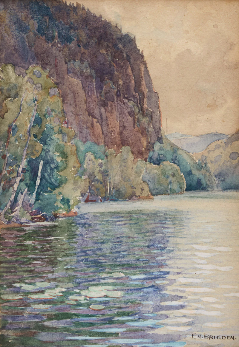 Tree Lined Cliff at Water's Edge by Frederick Henry Brigden