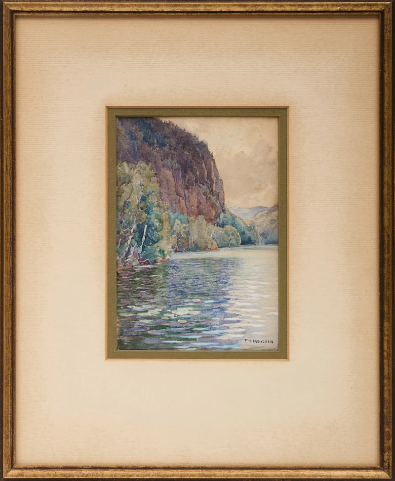 Frederick Henry Brigden, Tree Lined Cliff at Water's Edge, watercolour - view 2