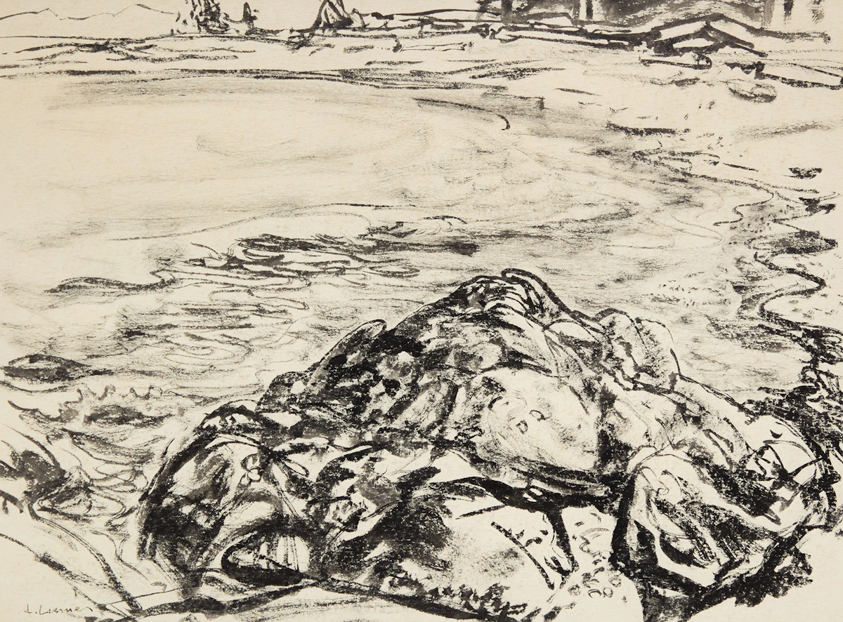 Arthur Lismer, Rocky Shoreline, ink and wash