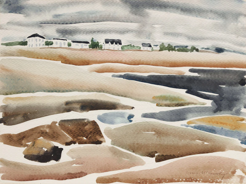 Doris Jean McCarthy, Untitled (Shoreline Landscape), watercolour