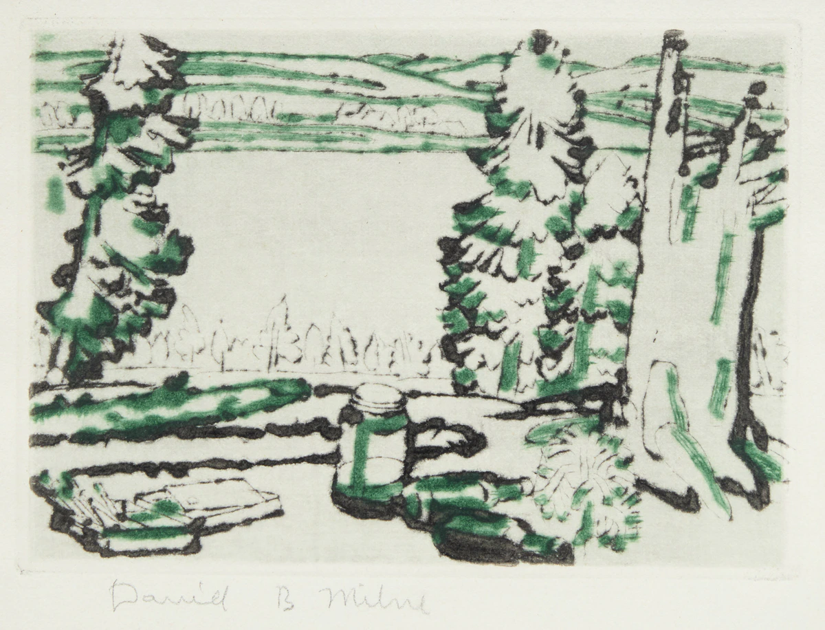 David Brown Milne, Painting Place, colour drypoint, 1931
