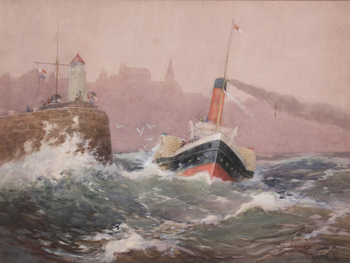 Robert Ford Gagen, Off Folkstone, 1906, watercolour