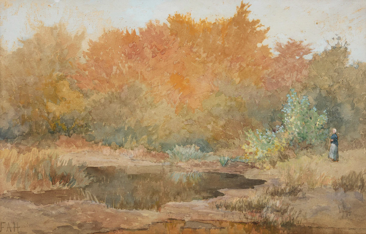 Frances Anne Hopkins, Woman Standing by a Pond, watercolour