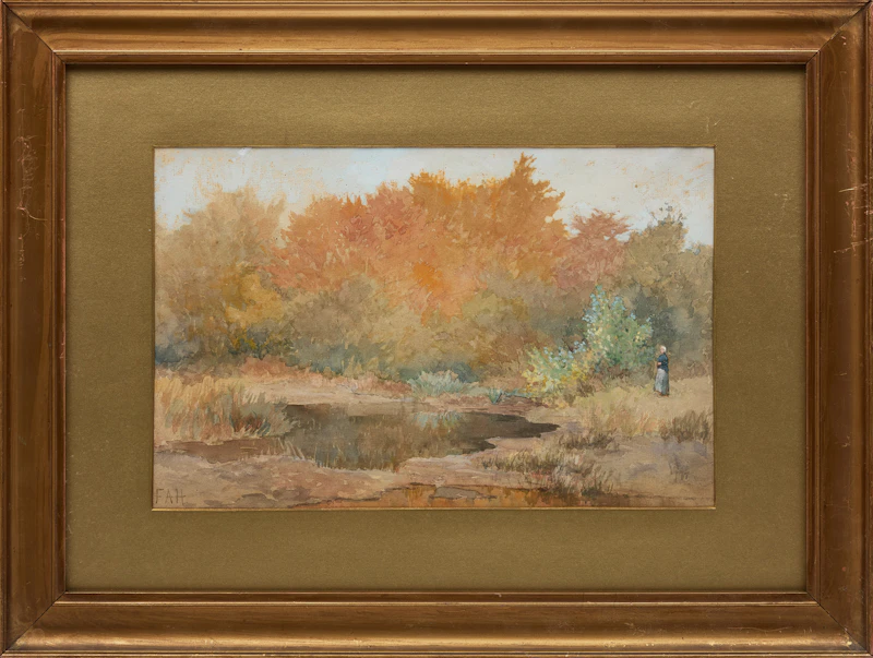 Frances Anne Hopkins, Woman Standing by a Pond, watercolour - view 2