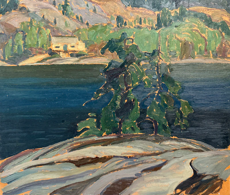 Franklin Carmichael, The Carmichael Family Cottage, oil on pressed paperboard