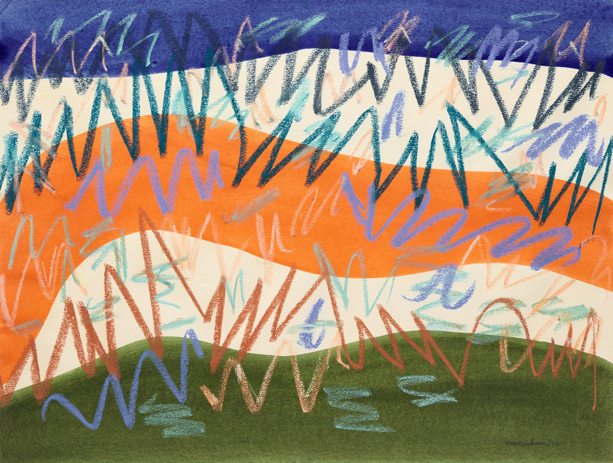 Kathleen Margaret Graham, Arctic III - Mountains, Seas and Cliffs (Ripple Series), 1972, acrylic and chalk on paper