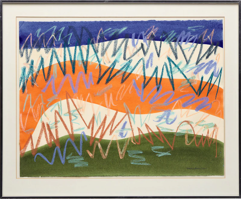 Kathleen Margaret Graham, Arctic III - Mountains, Seas and Cliffs (Ripple Series), 1972, acrylic and chalk on paper - view 2