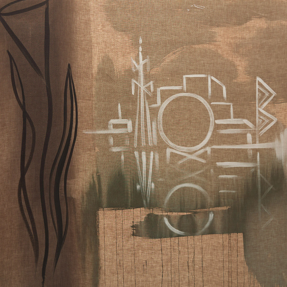 Wanda Koop, Tracking Station No. 1, 1990, ink and acrylic on cotton