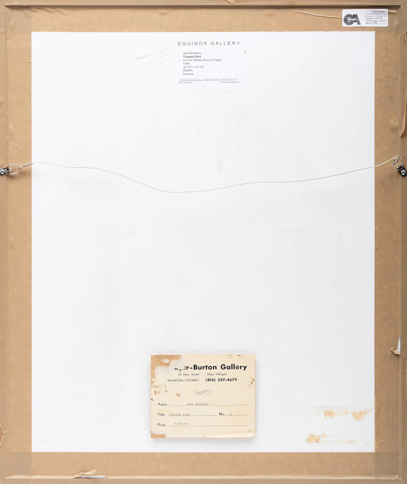 Jack Leonard Shadbolt, Trapped Bird, 1948, ink and watercolour - view 3