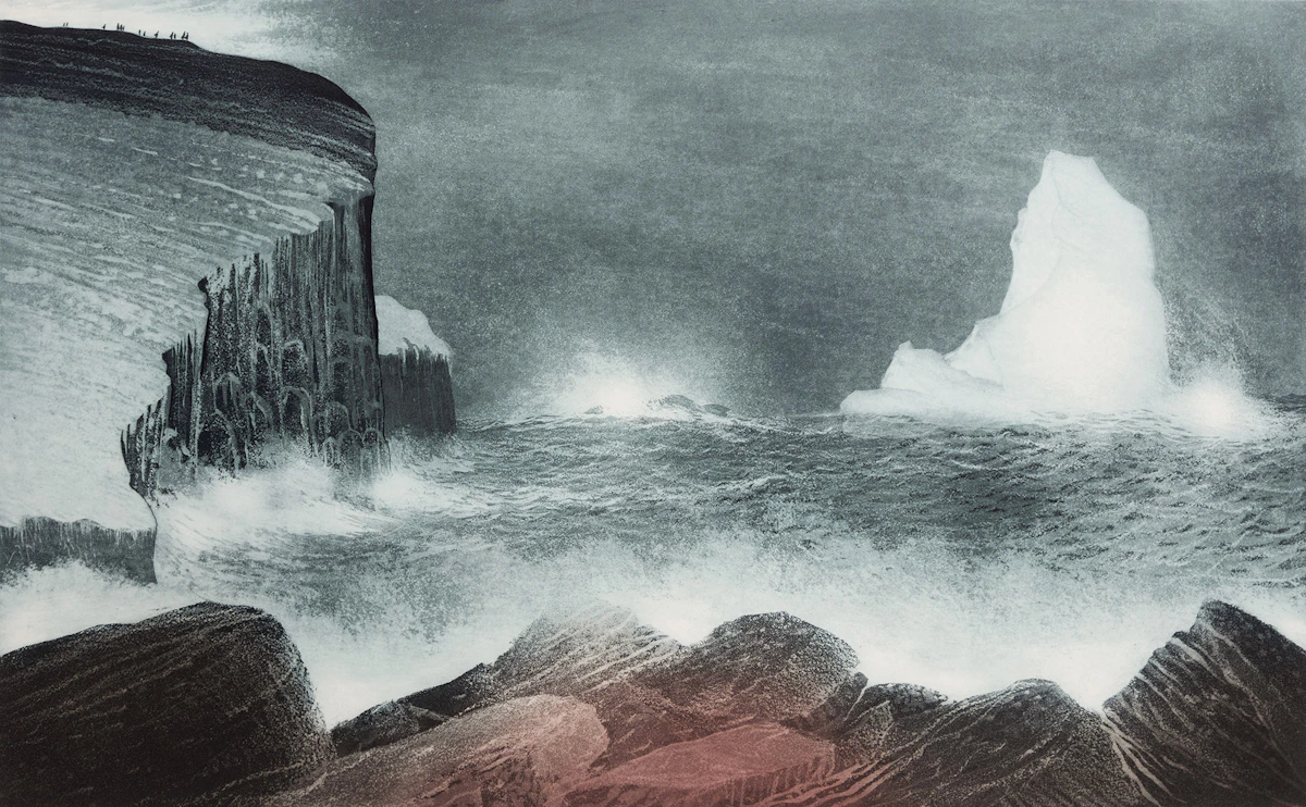 David Lloyd Blackwood, April Iceberg off Bragg's Island, 1976, etching and aquatint