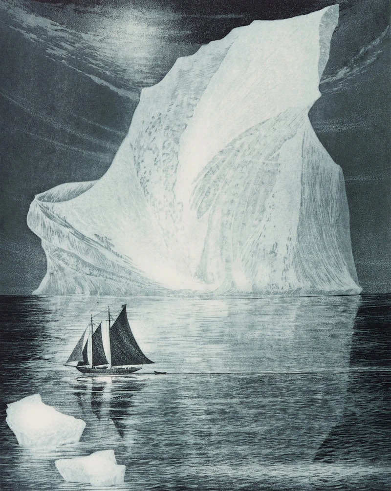 David Lloyd Blackwood, The Flora S. Nickerson Down on the Labrador, 1978, etching and aquatint