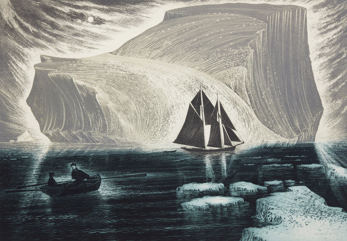 David Lloyd Blackwood, The Flora S. Nickerson in the Labrador Sea, 1982, etching and aquatint