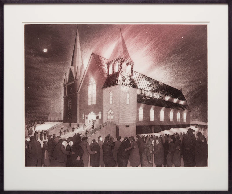 David Lloyd Blackwood, Wesleyville: Burning of the Methodist Church, 1976, etching and aquatint - view 2