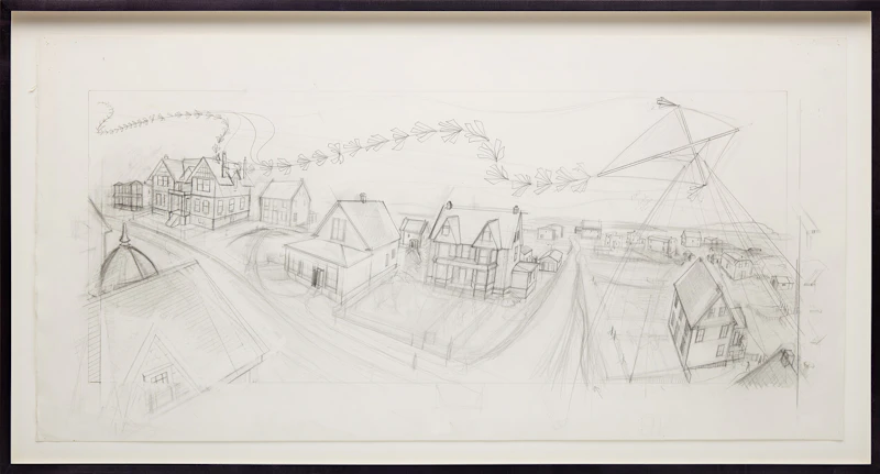 David Lloyd Blackwood, Wesleyville, Cyril's Kite over Blackwood's Hill, 1996, graphite - view 2