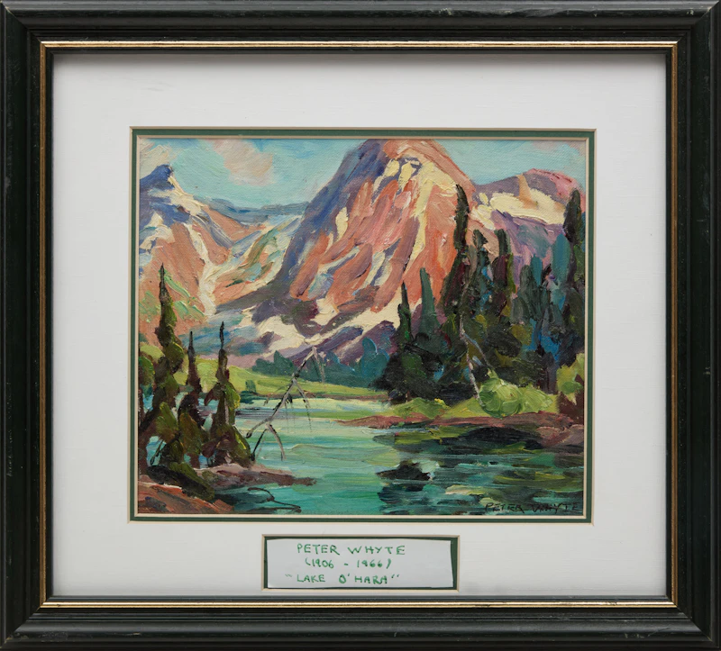 Peter Whyte, Emerald Lake, oil on canvas board, 1955 - view 2