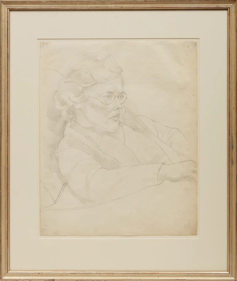 Stanley Spencer, Portrait of a Girl in Glasses, graphite - view 2