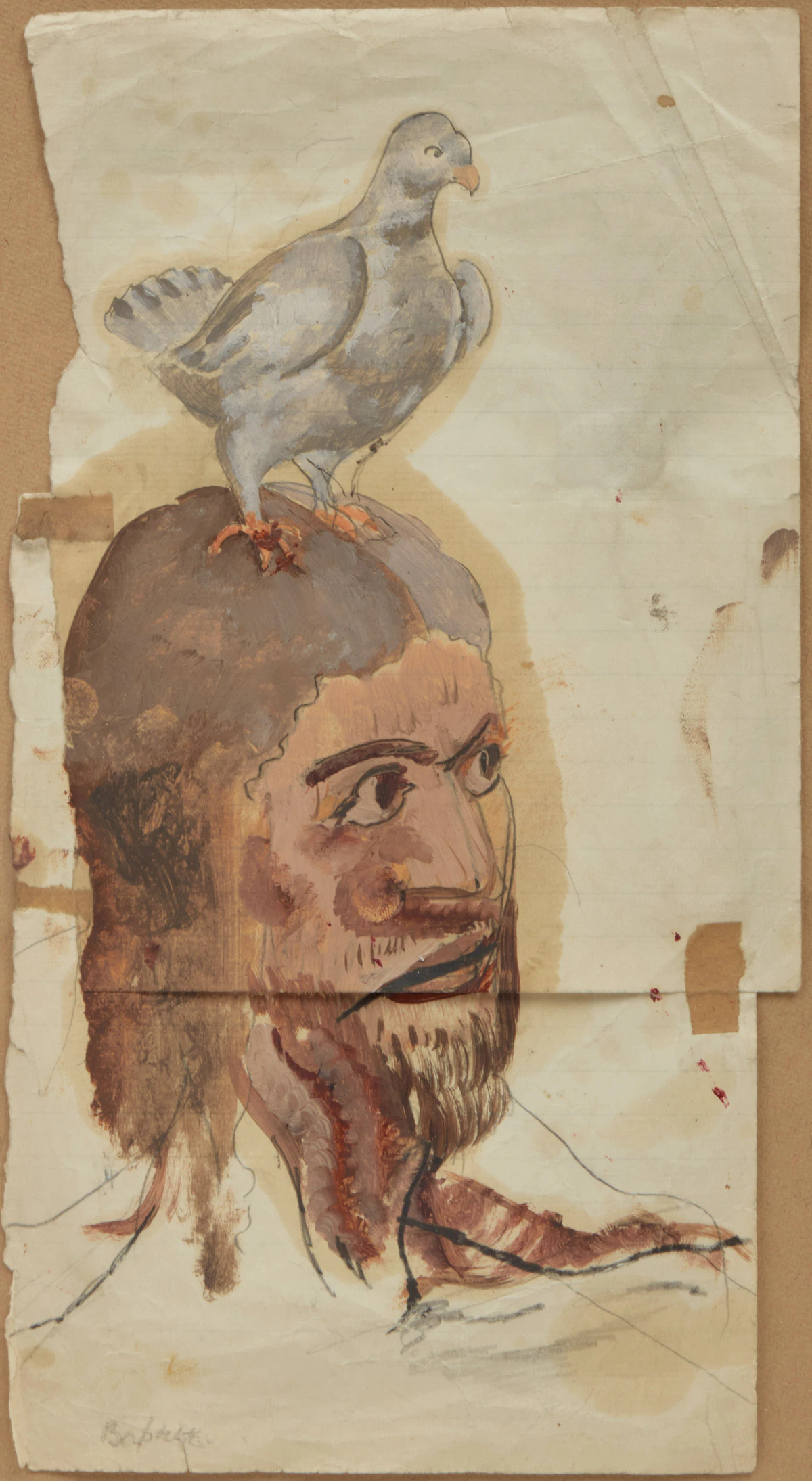 Stanley Spencer, Saint John with Dove, graphite and mixed media on paper