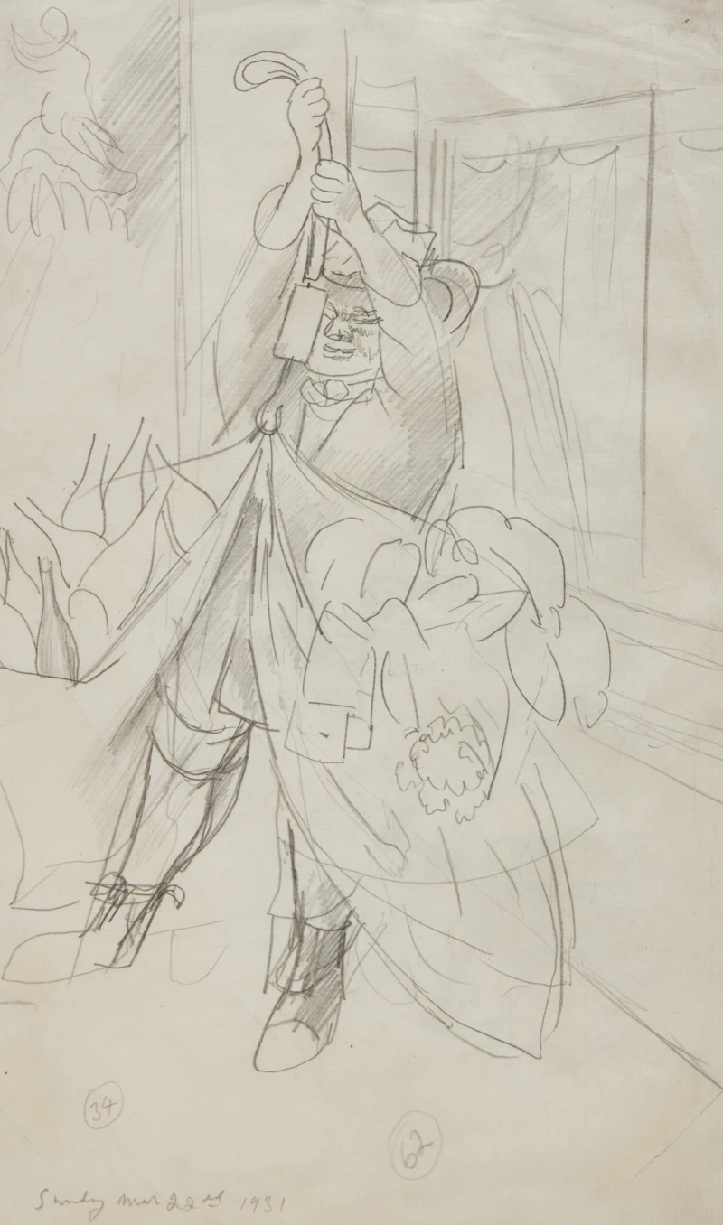 Stanley Spencer, Dustman (Sunday, March 22nd), 1931, graphite - view 1