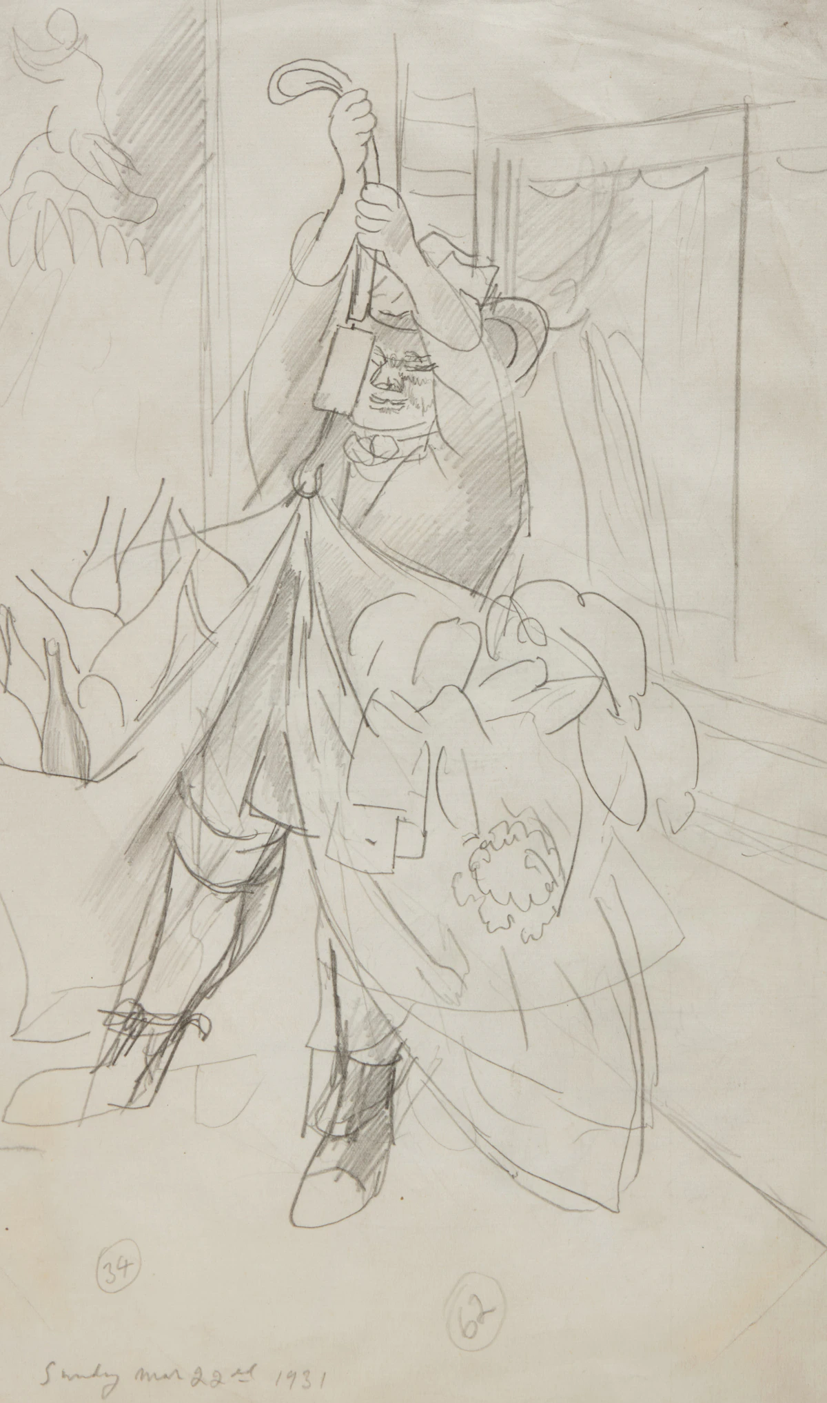 Stanley Spencer, Dustman (Sunday, March 22nd), 1931, graphite