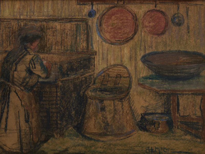 Florence Helena McGillivray, Looking Back from Shore, Grand Manan Island; Woman in Kitchen, two works on paper - view 4