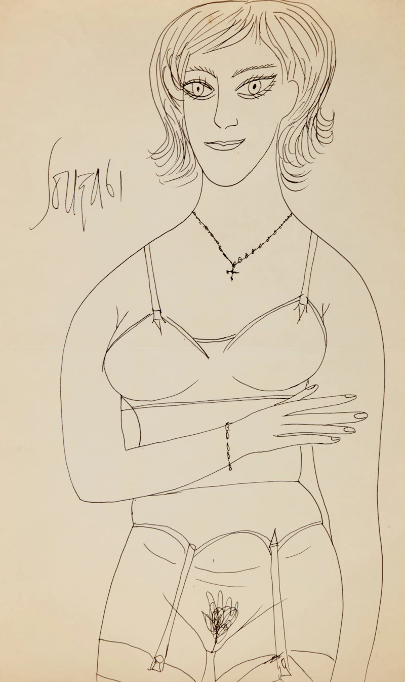 Nude Standing in Stockings by Francis Newton Souza
