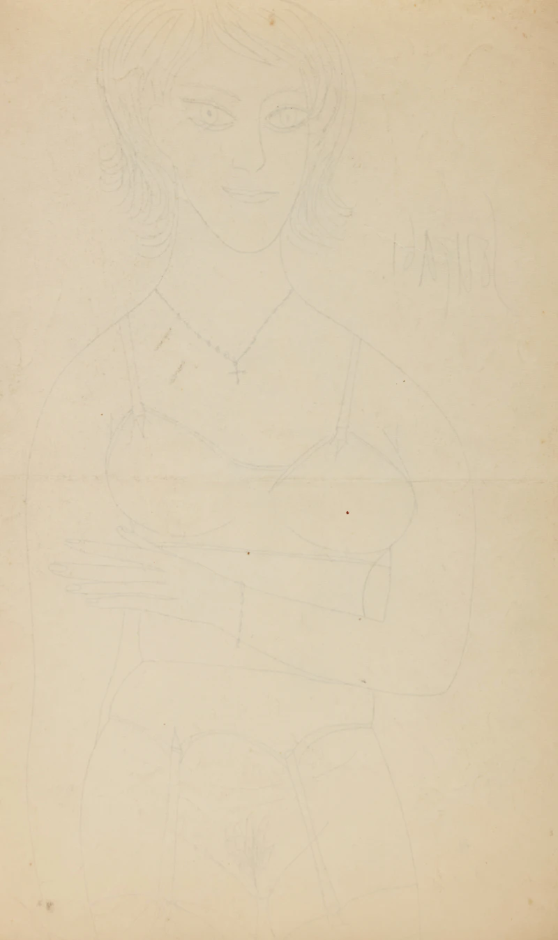 Francis Newton Souza, Nude Standing in Stockings, graphite - view 2