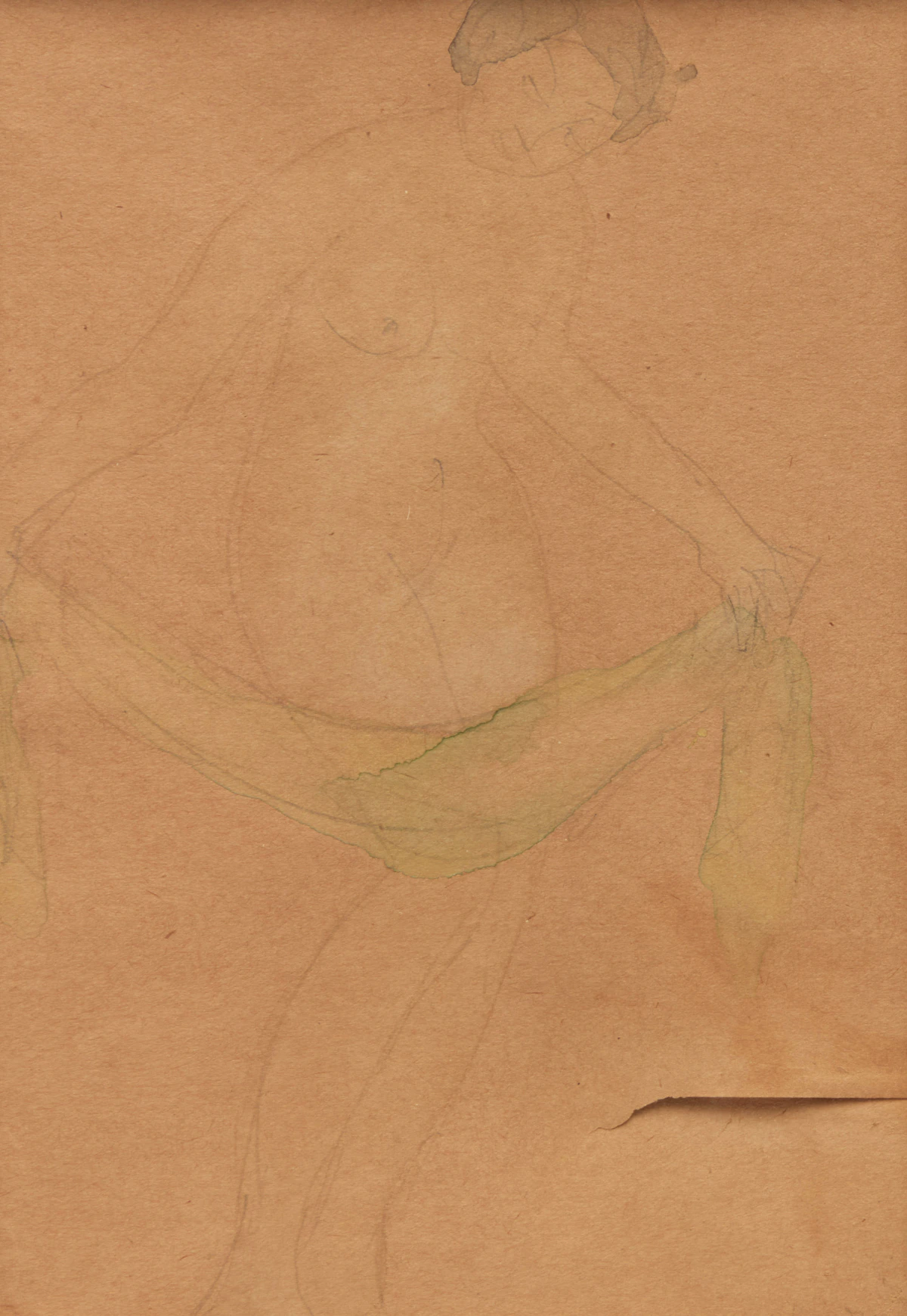 Auguste Rodin, Cambodian Dancers (Double-sided), ink and wash on paper