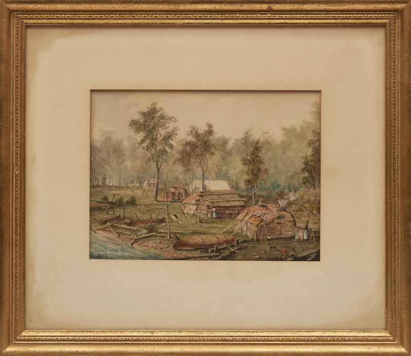 William Armstrong, Lumber Camp near Rat Portage, Kenora, 1901, watercolour on paper laid down on card - view 2