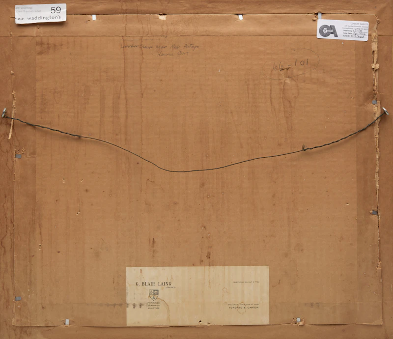 William Armstrong, Lumber Camp near Rat Portage, Kenora, 1901, watercolour on paper laid down on card - view 3